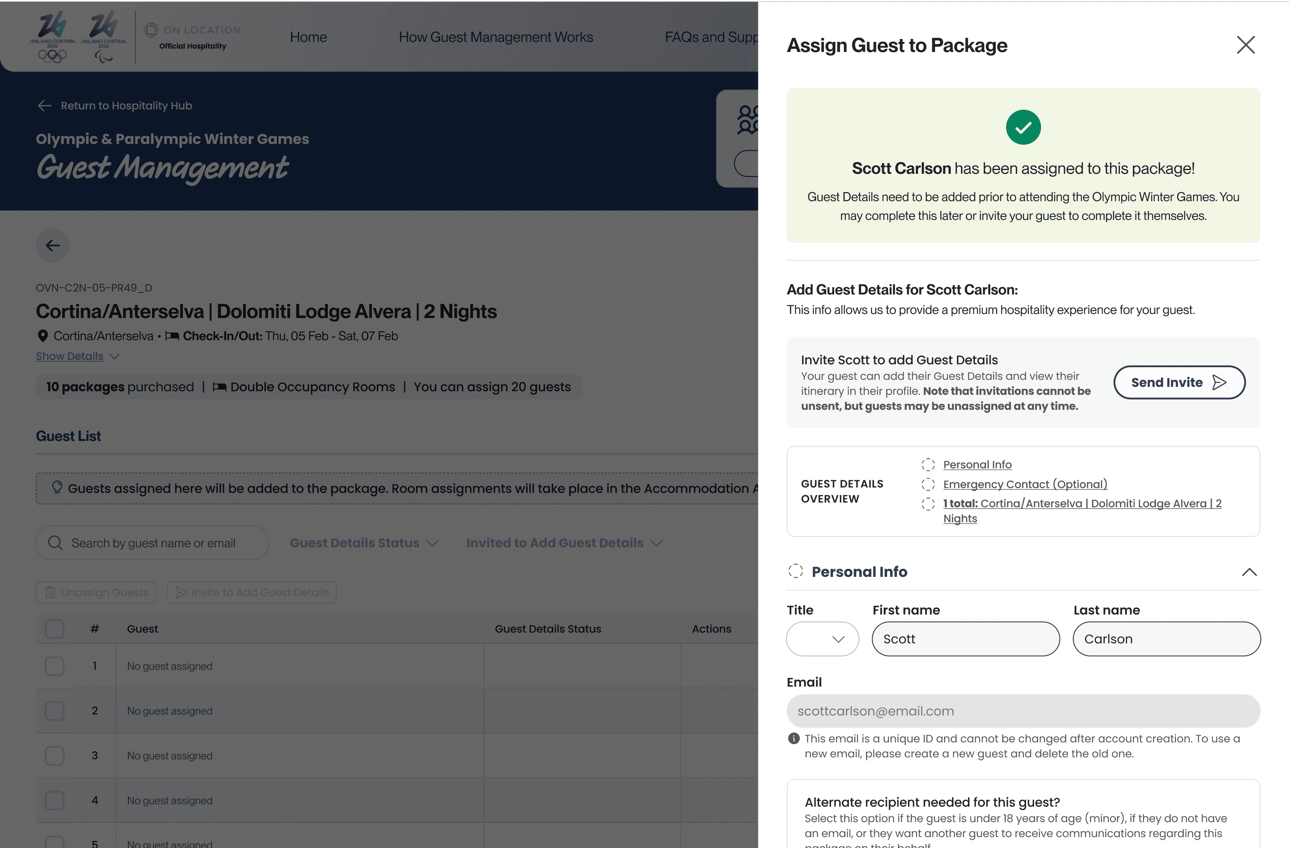 Guest Management Guest Details form