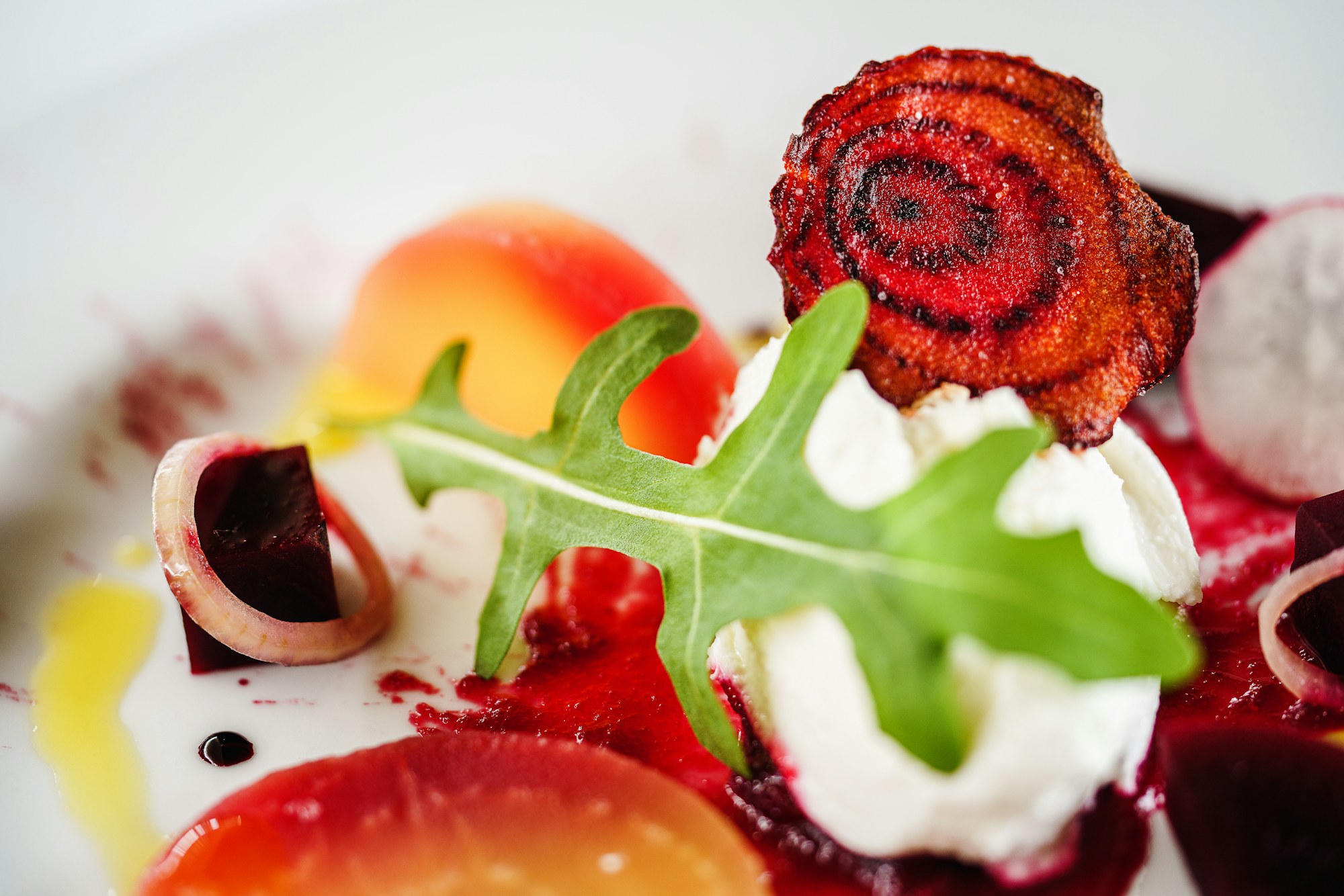 Beetroot, whipped curd, blood orange