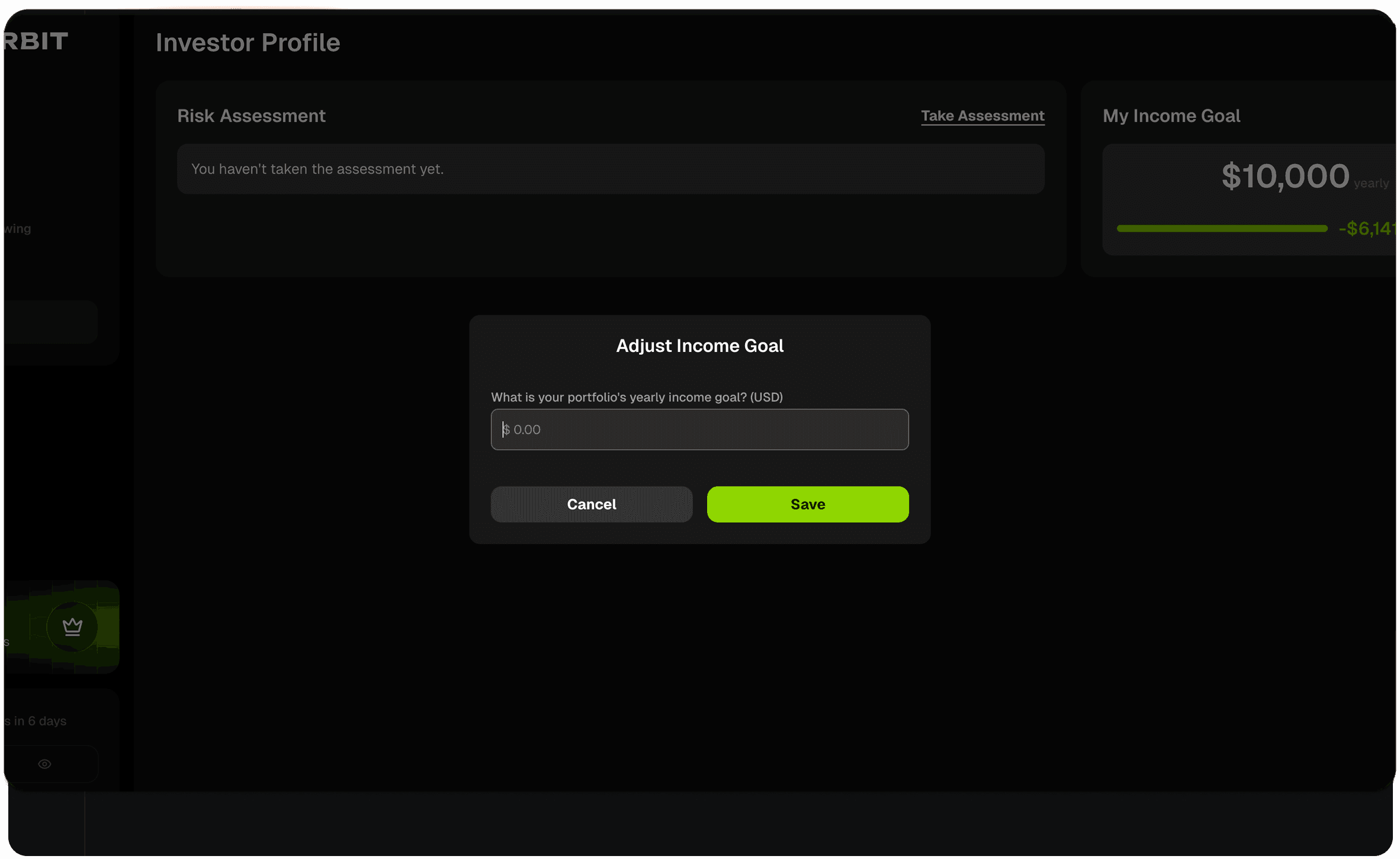 DeFi Orbit - How to Adjust Your Income Goal