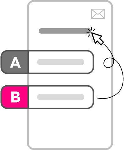 Icon depicting choosing an option from a A/B test.