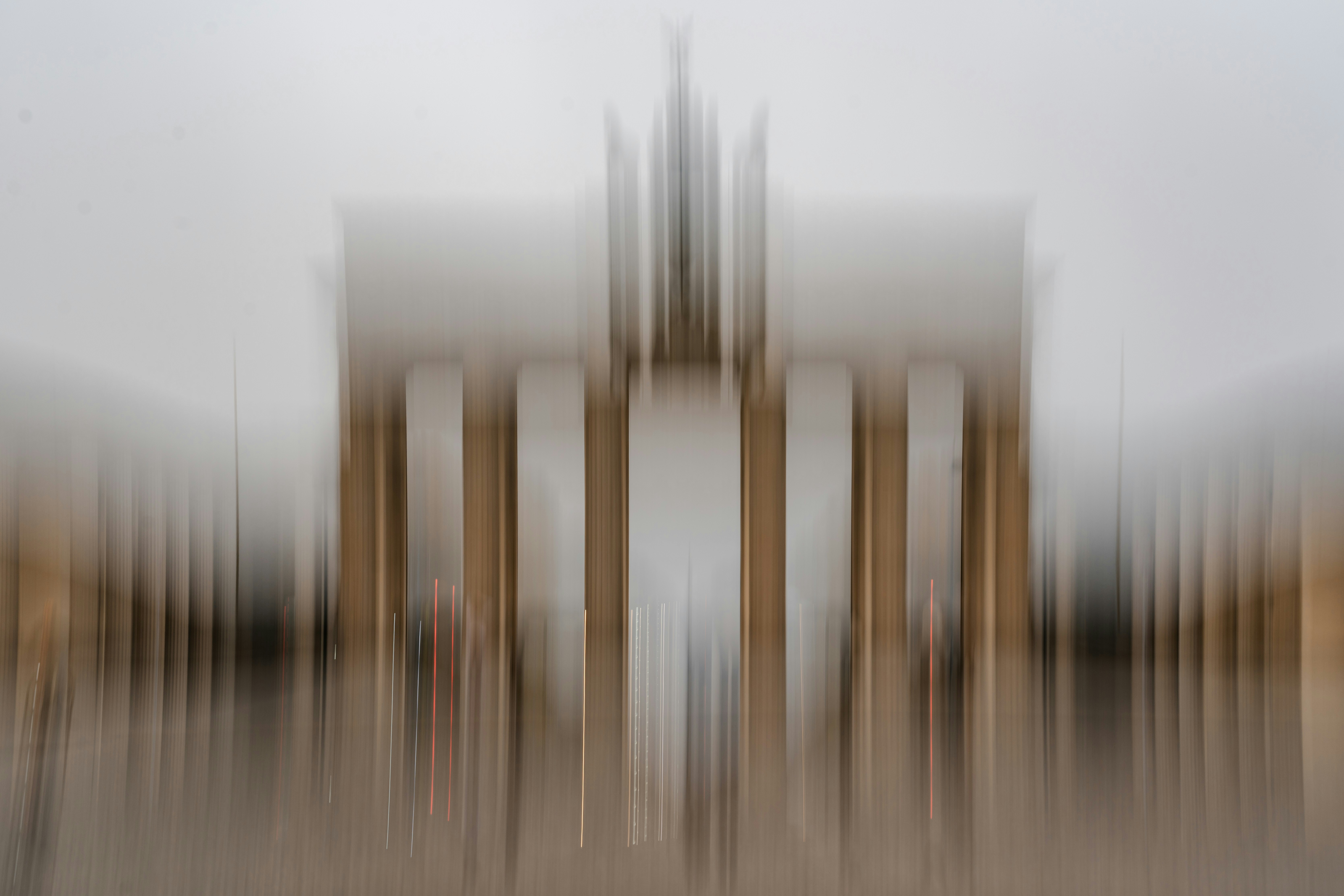Blurred building with columns and central structure
