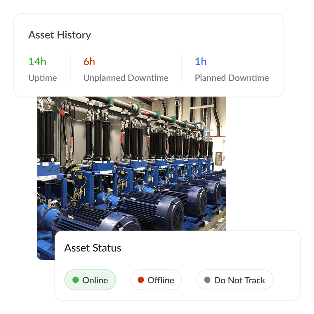 Monitor asset performance, usage, repairs, and parts consumption with detailed logs for data-driven maintenance planning.