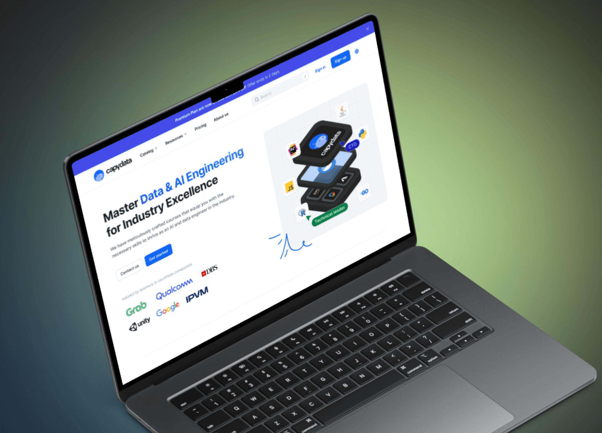 A desktop displaying e-learning platform