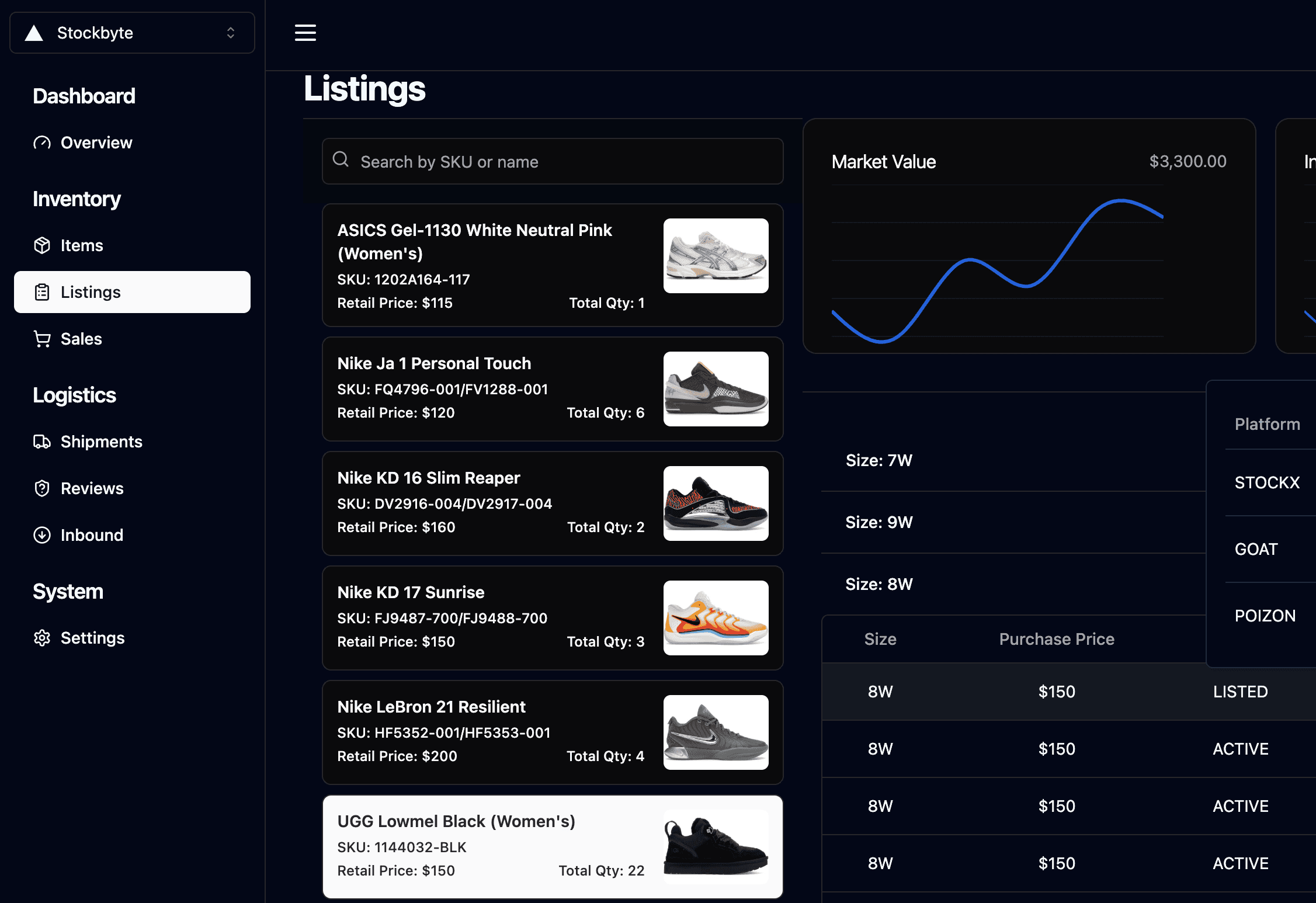 Cross Listing on StockX and Goat