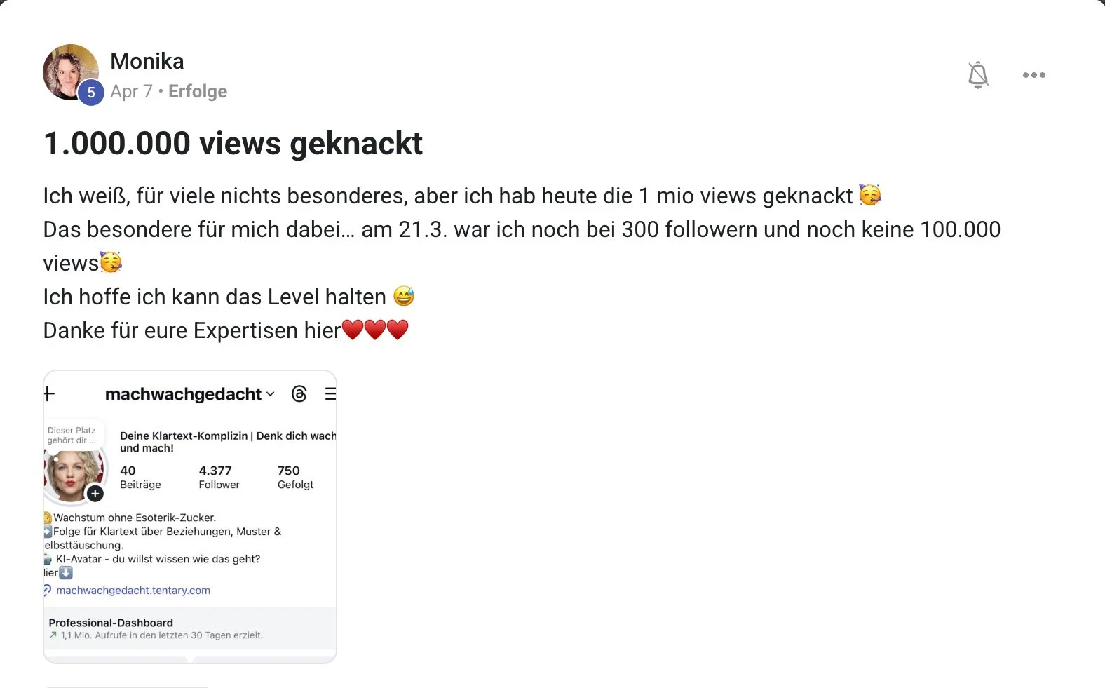 Erfahrungsbericht KI Creator Akademie: Beziehungs-Coachin Monika knackt 1 Million Views