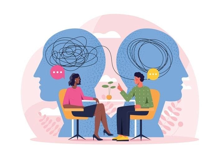An illustration showing the role of semantic memory in language and communication.