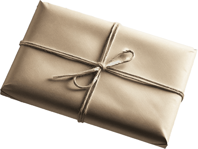 A book wrapped as a present in brown paper and twine