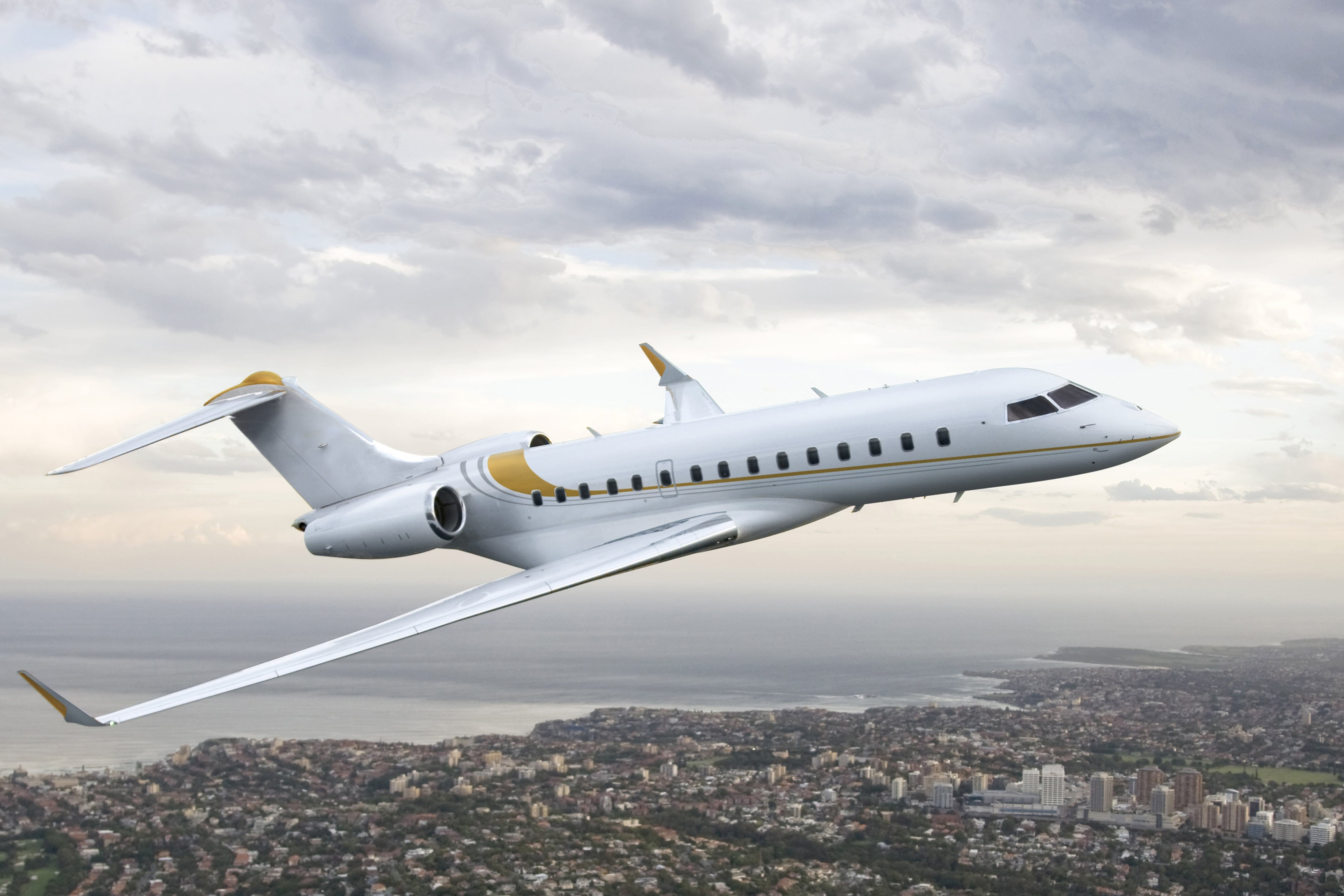 The Bombardier Global 6000 is a long-range business jet that can seat up to 19 passengers.      It has a maximum range of 6,000 nautical miles (11,112 kilometers) and can fly at a maximum speed of Mach 0.89 (593 mph or 955 km/h).      The aircraft is powered by two Rolls-Royce BR710-A2-20 turbofan engines, each providing 14,750 pounds of thrust.     The Global 6000 has a spacious and luxurious cabin, with a length of 48.35 feet (14.74 meters), a width of 8.17 feet (2.49 meters), and a height of 6.25 feet (1.91 meters).      The cabin can be configured with four distinct living spaces, including a private stateroom with an en-suite bathroom, a conference area, a dining area, and a lounge.      It also features large windows that provide ample natural light and a panoramic view of the outside.     Other notable features of the Global 6000 include an advanced cockpit with the latest avionics technology, including a Head-Up Display (HUD) and Enhanced Vision System (EVS), as well as a state-of-the-art entertainment system, including high-speed internet, satellite phone, and a 42-inch HD monitor.      The aircraft also has a spacious baggage compartment with a capacity of 195 cubic feet (5.52 cubic meters), which can accommodate a variety of luggage and equipment.