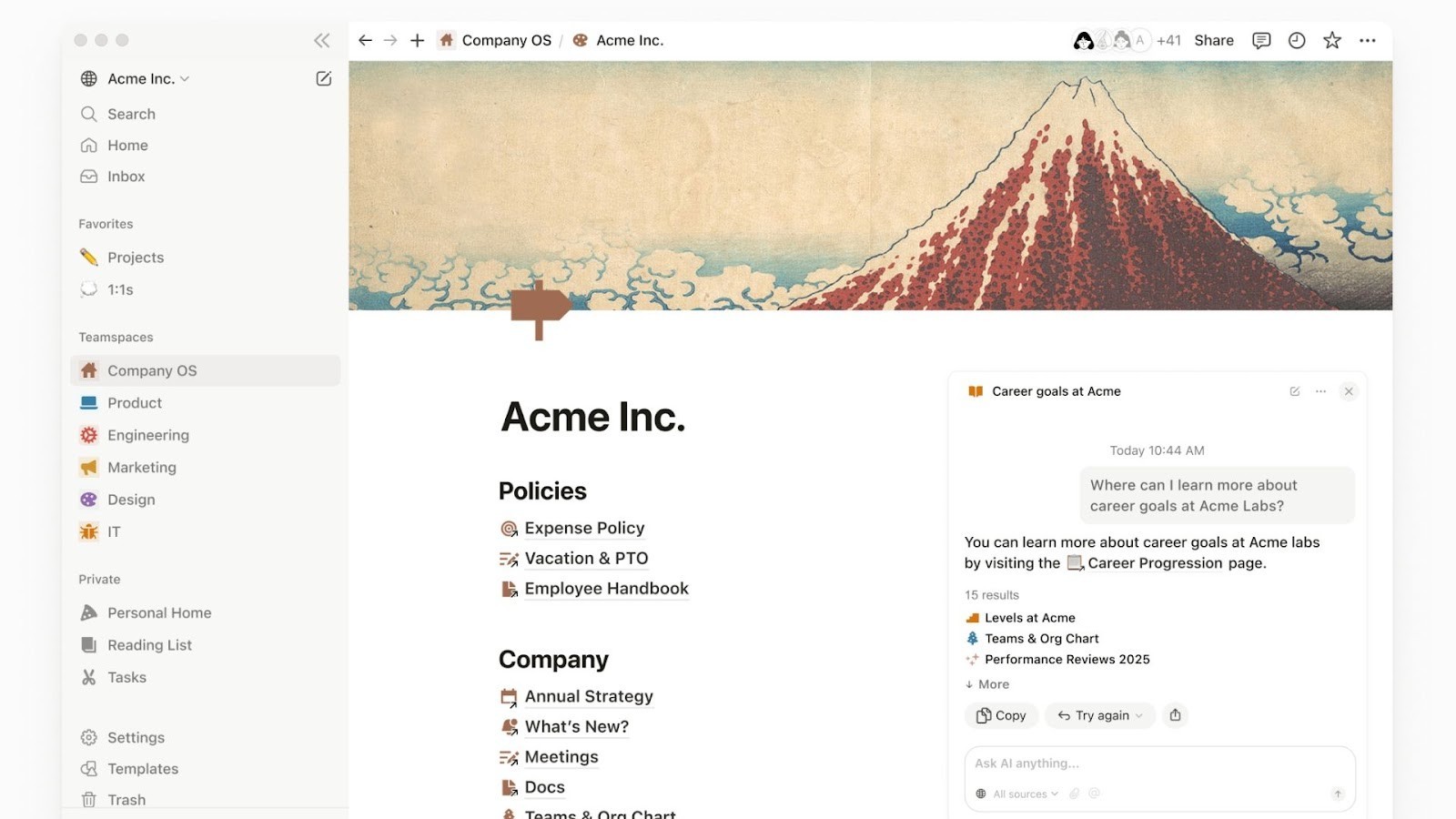 Notion's customizable all-in-one company workspace