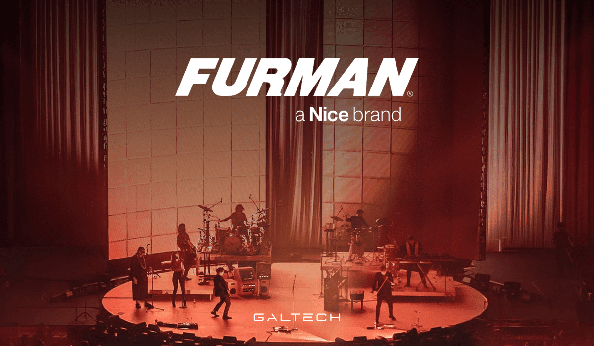 Furman a Nice brand logo over a band on stage