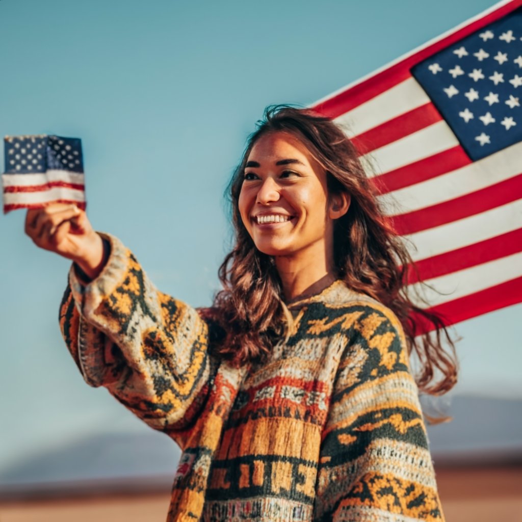 Individual holding an EAD card and a miniature U.S. flag, symbolizing the gateway to employment in America