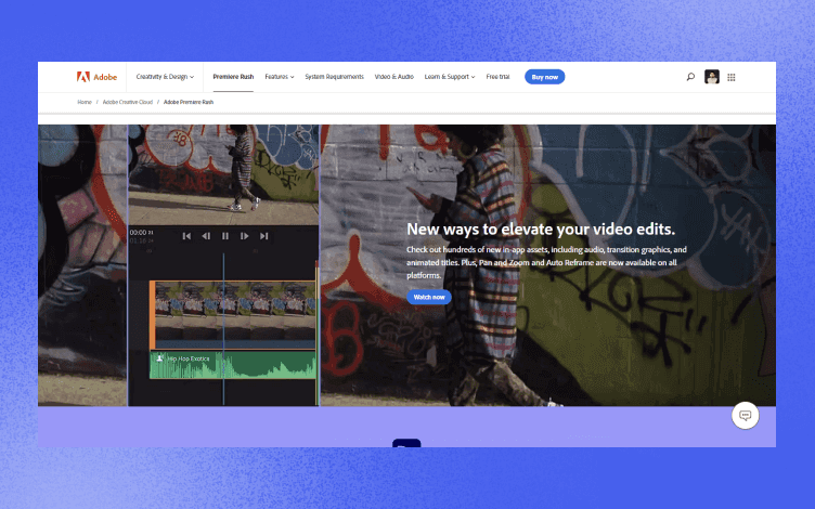  Adobe Premier Rush website