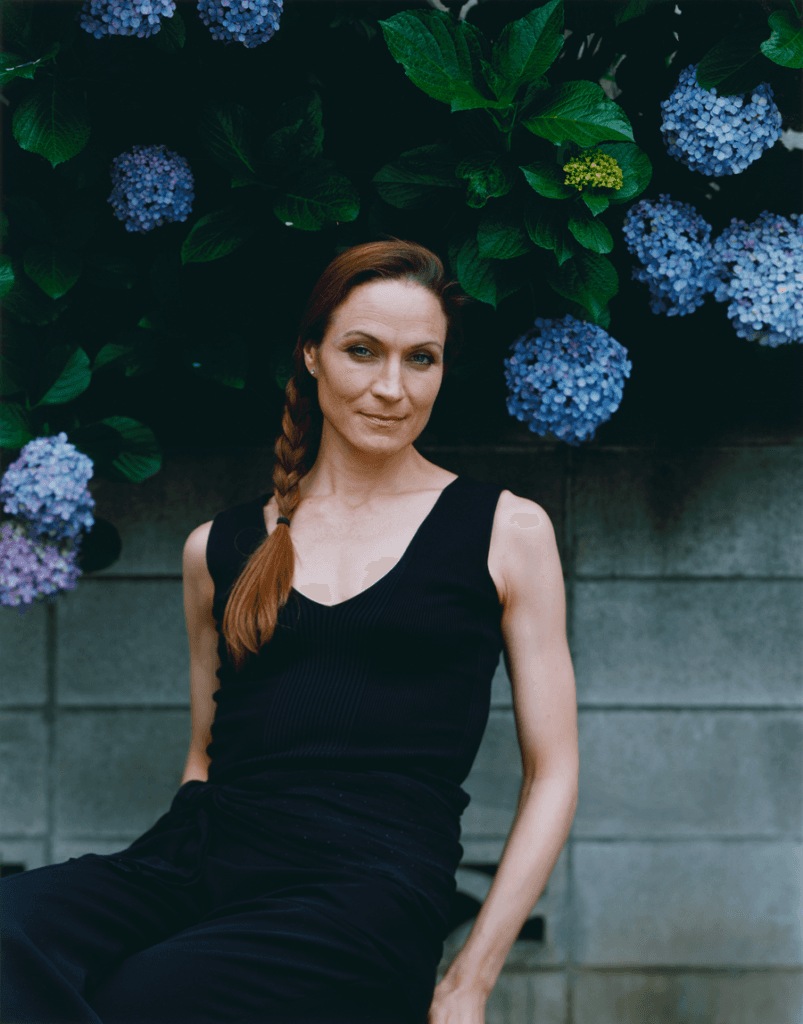 a woman with long hair