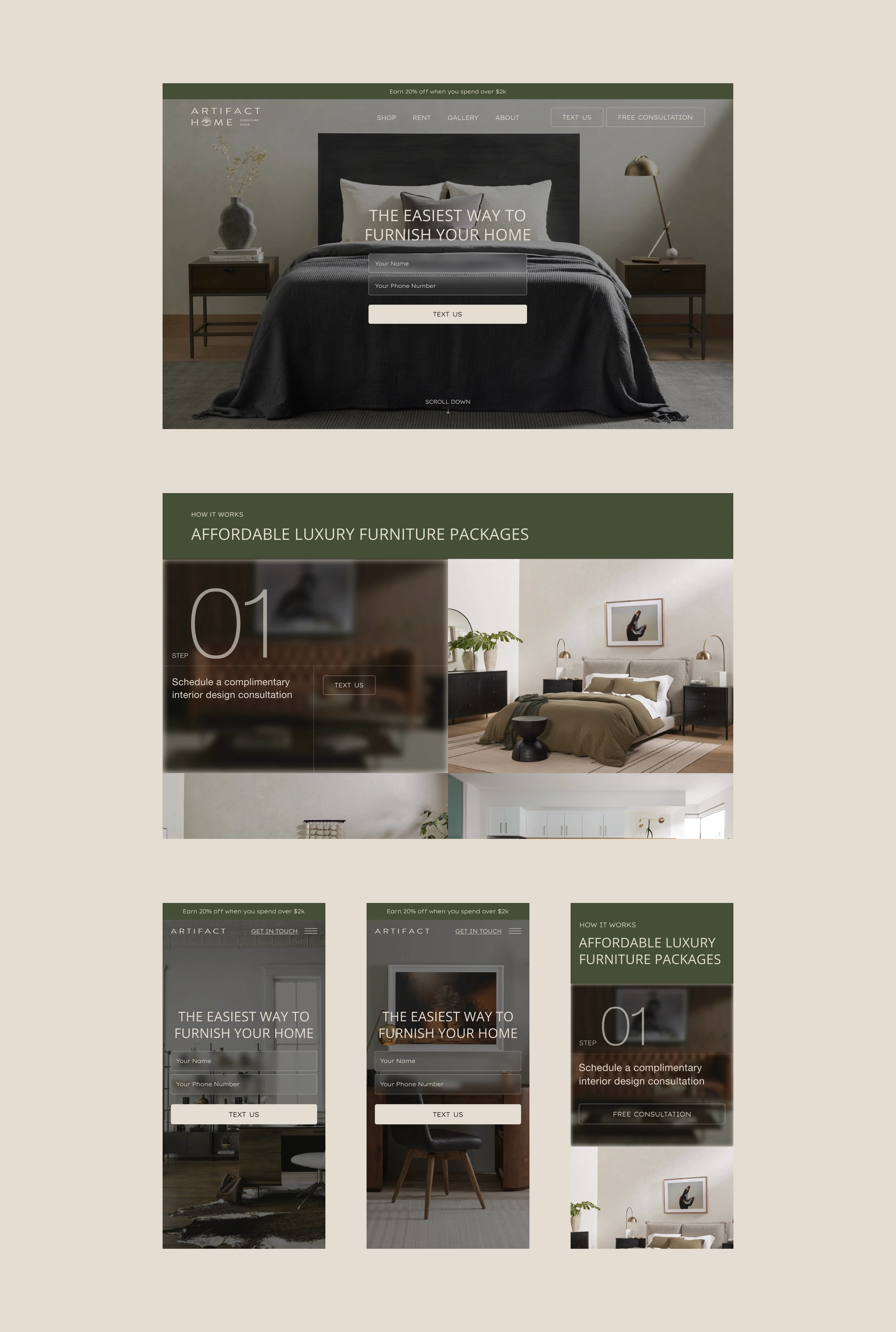 Online shop design for a furniture and home decor store