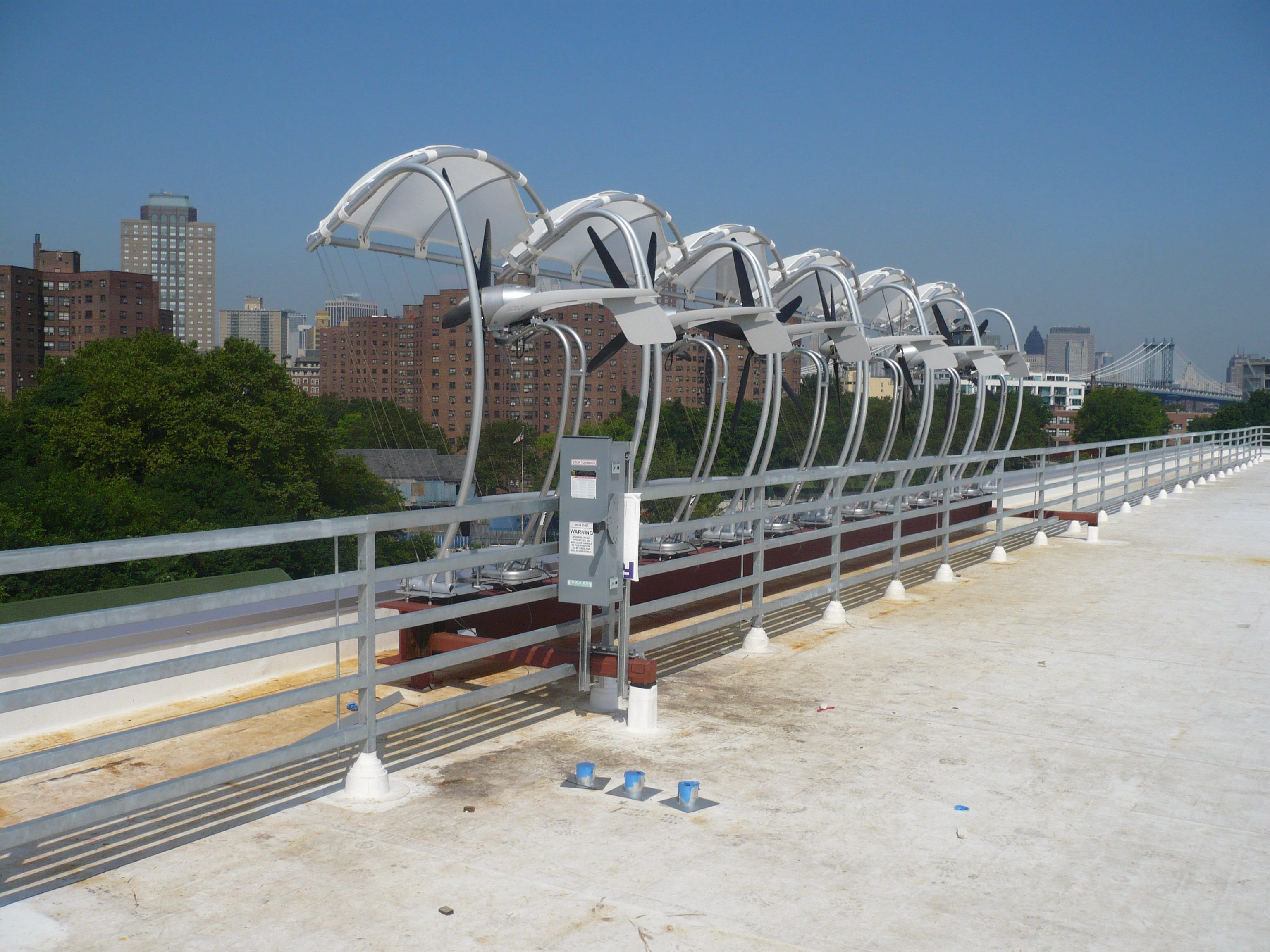 Photo of the wind turbines at Brooklyn Navy Yard, of Brooklyn, NY.