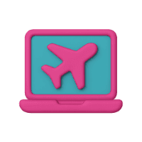 Icon of a laptop displaying an airplane symbol, representing travel or flight bookings.