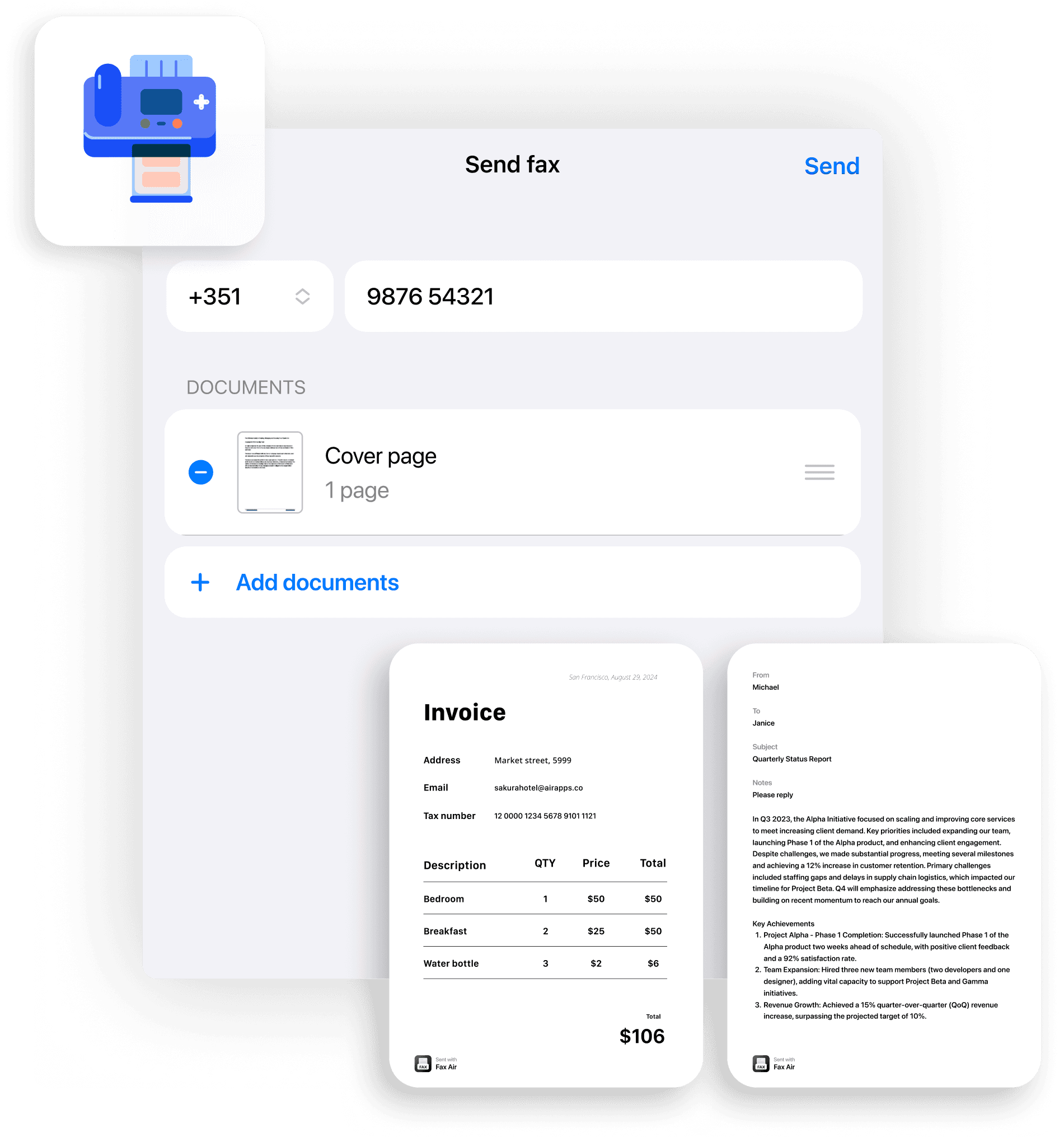 Combine pages in one fax