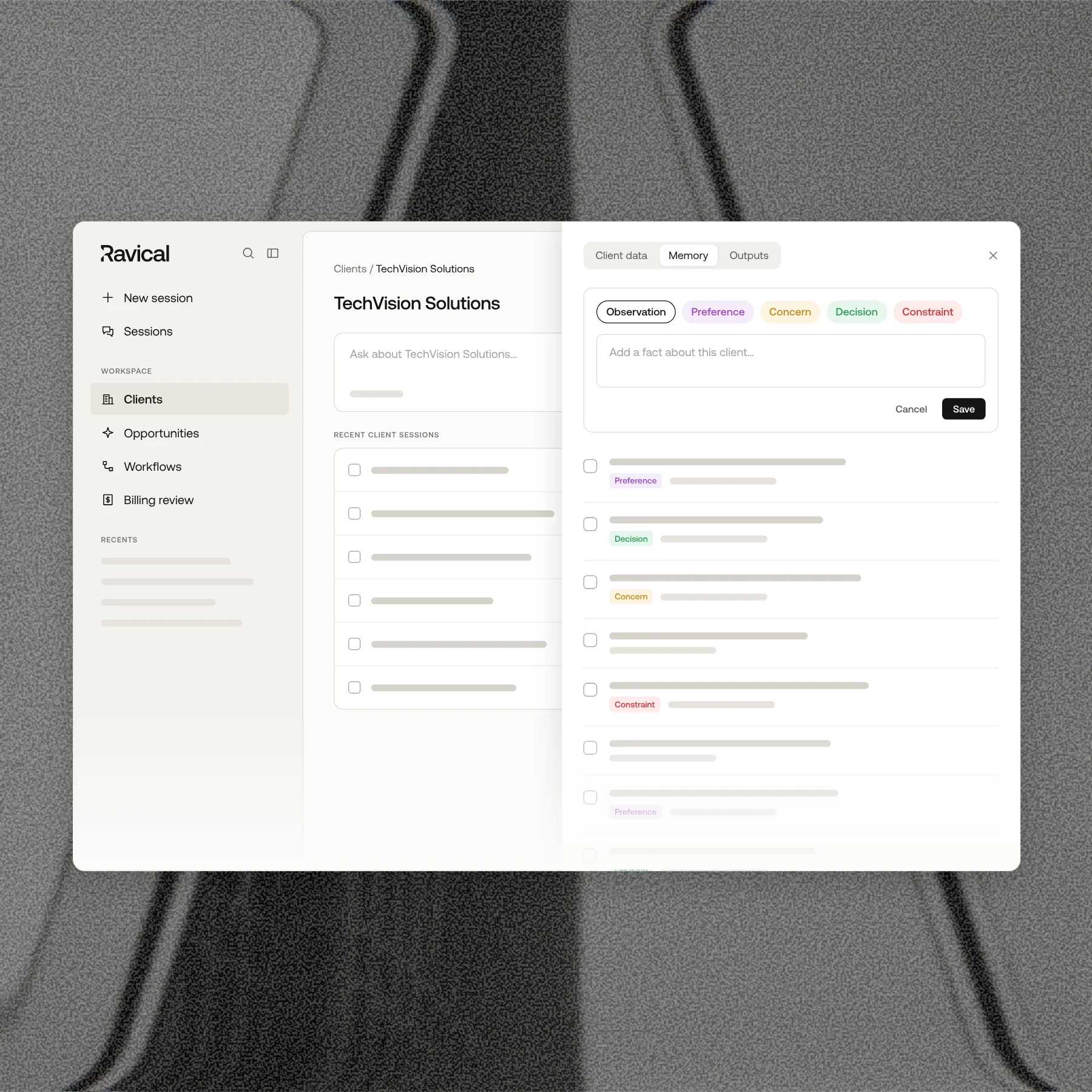 Ravical-Context connector - Client Memory Engine
