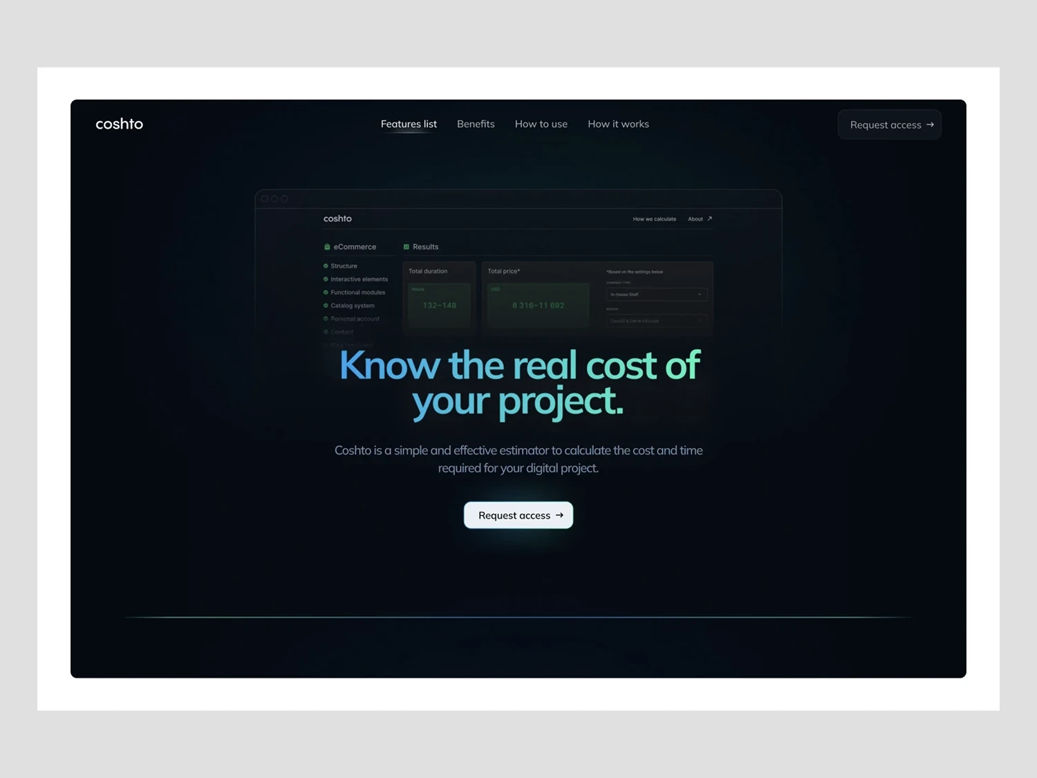 Landing page. Hero section