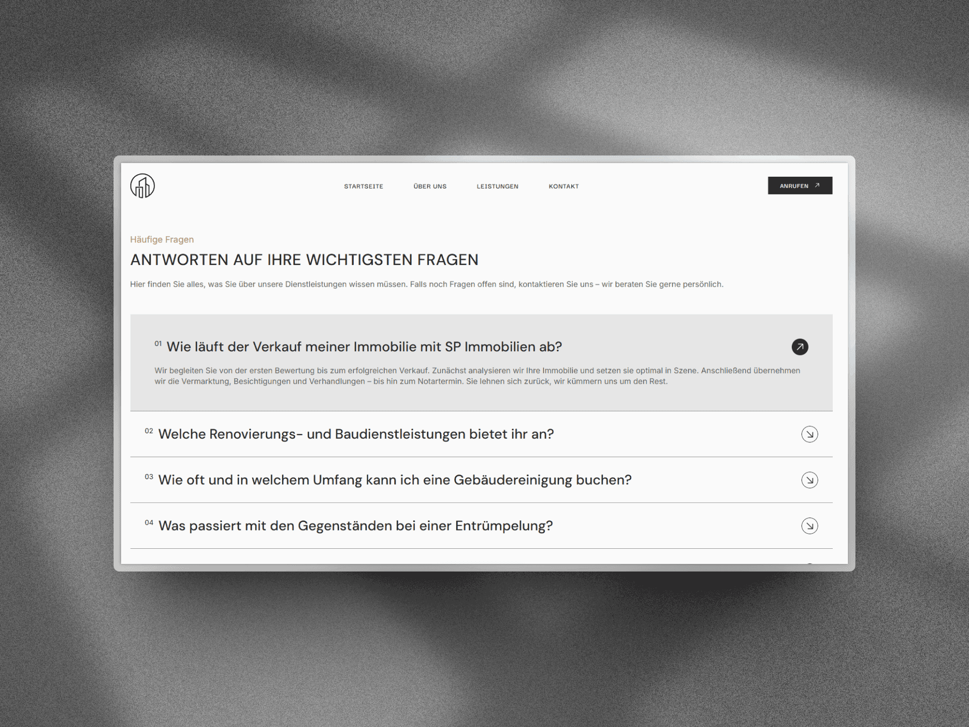 A search interface with a text input field and a list of results displayed below it, on a gray background.