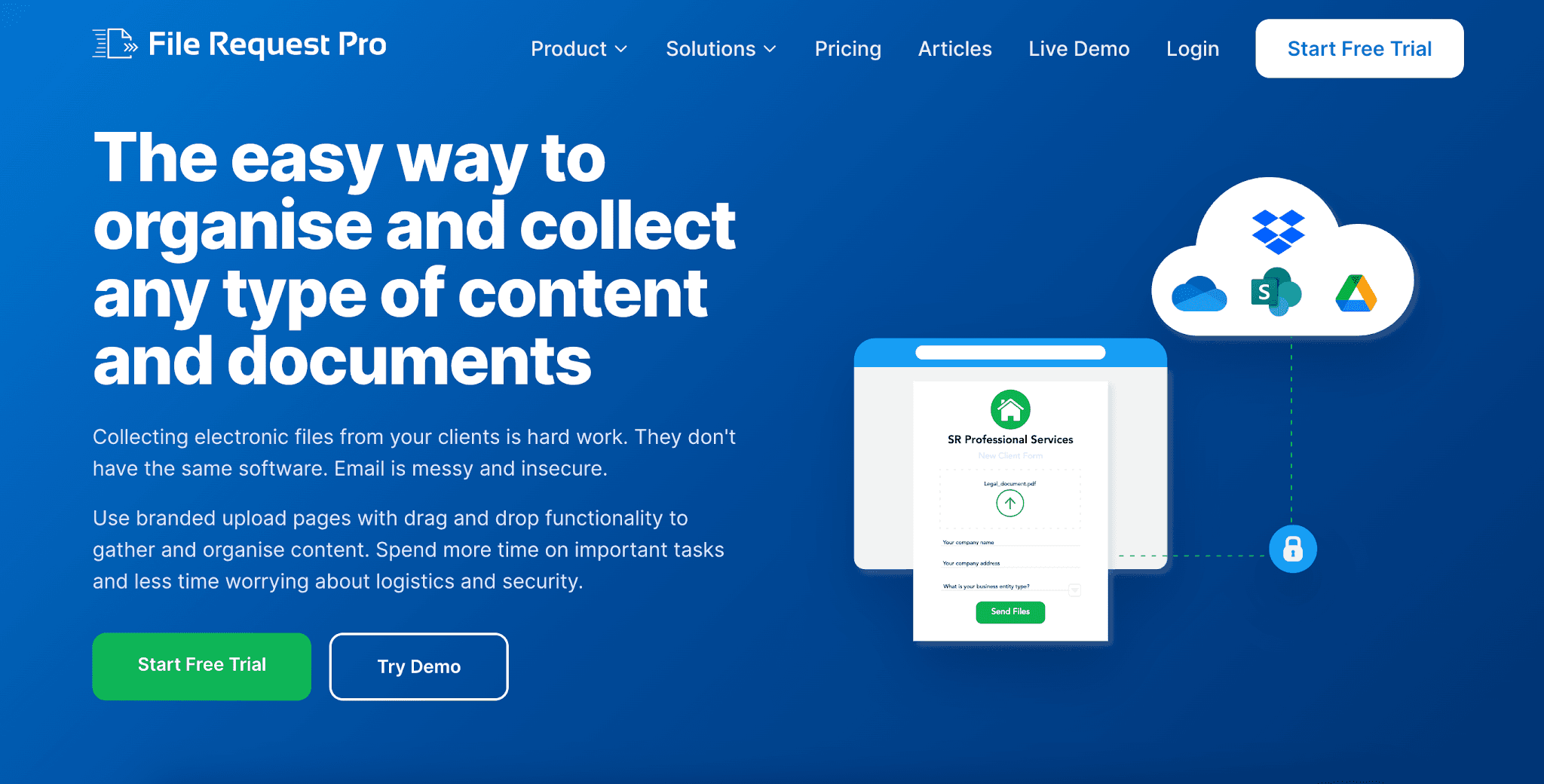 File Request Pro web homepage