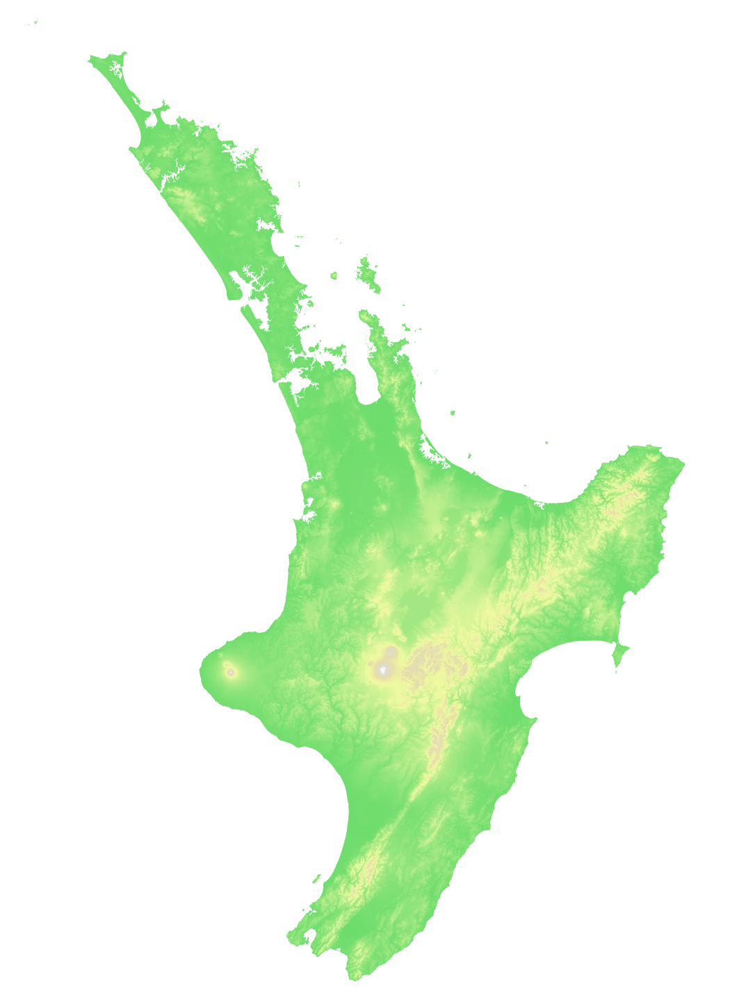 New Zealand north island image in green and yellow by SubQS