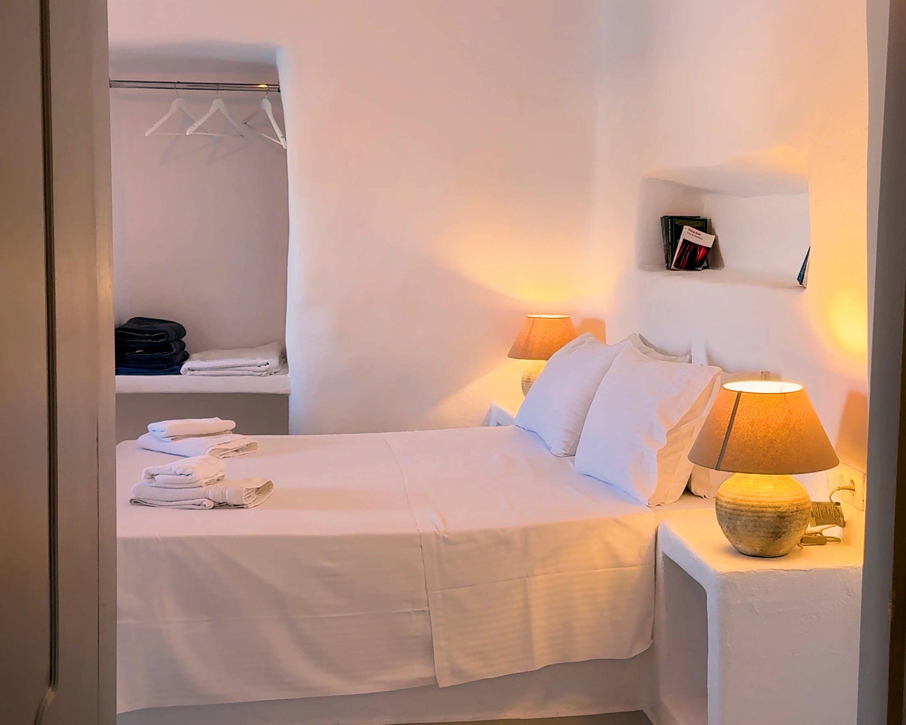 Interior of the bedroom at Thavma Beach House