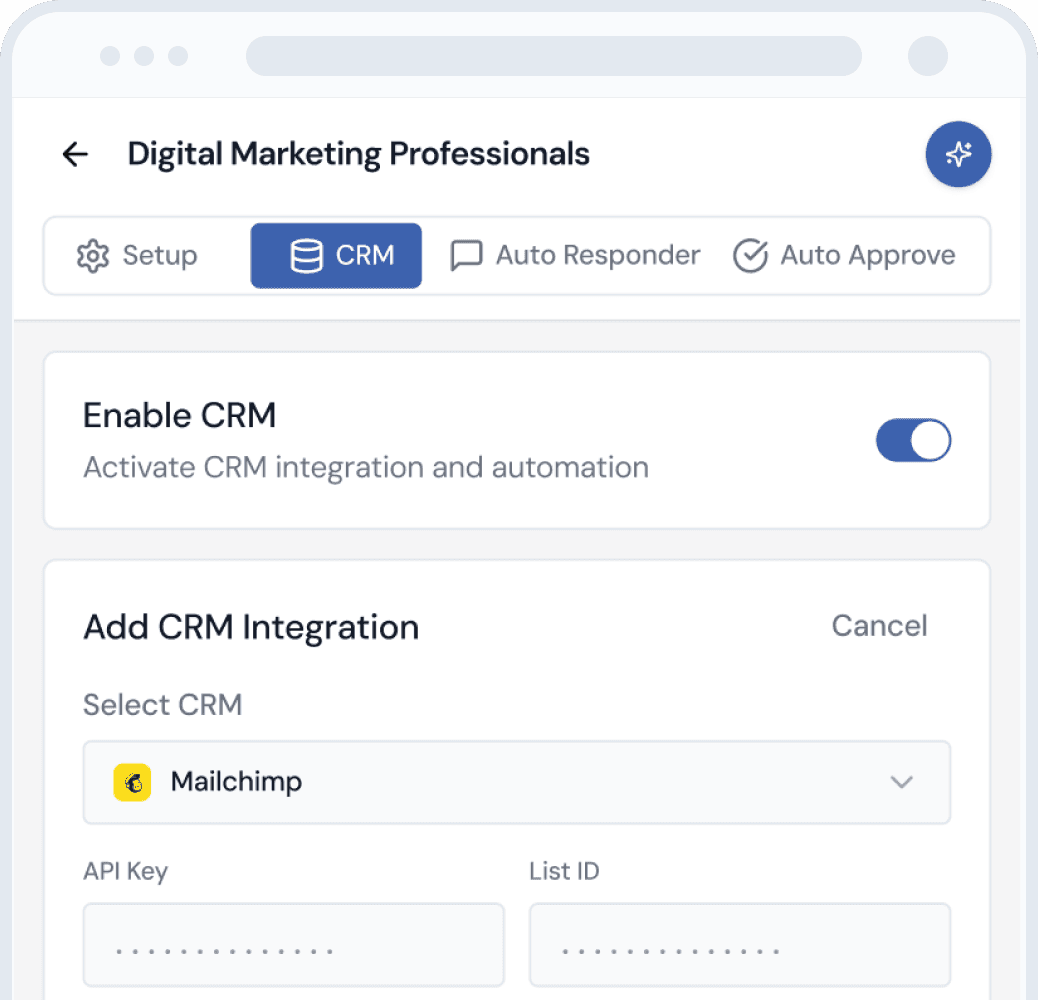 60+ Direct CRM & Autoresponder Integrations