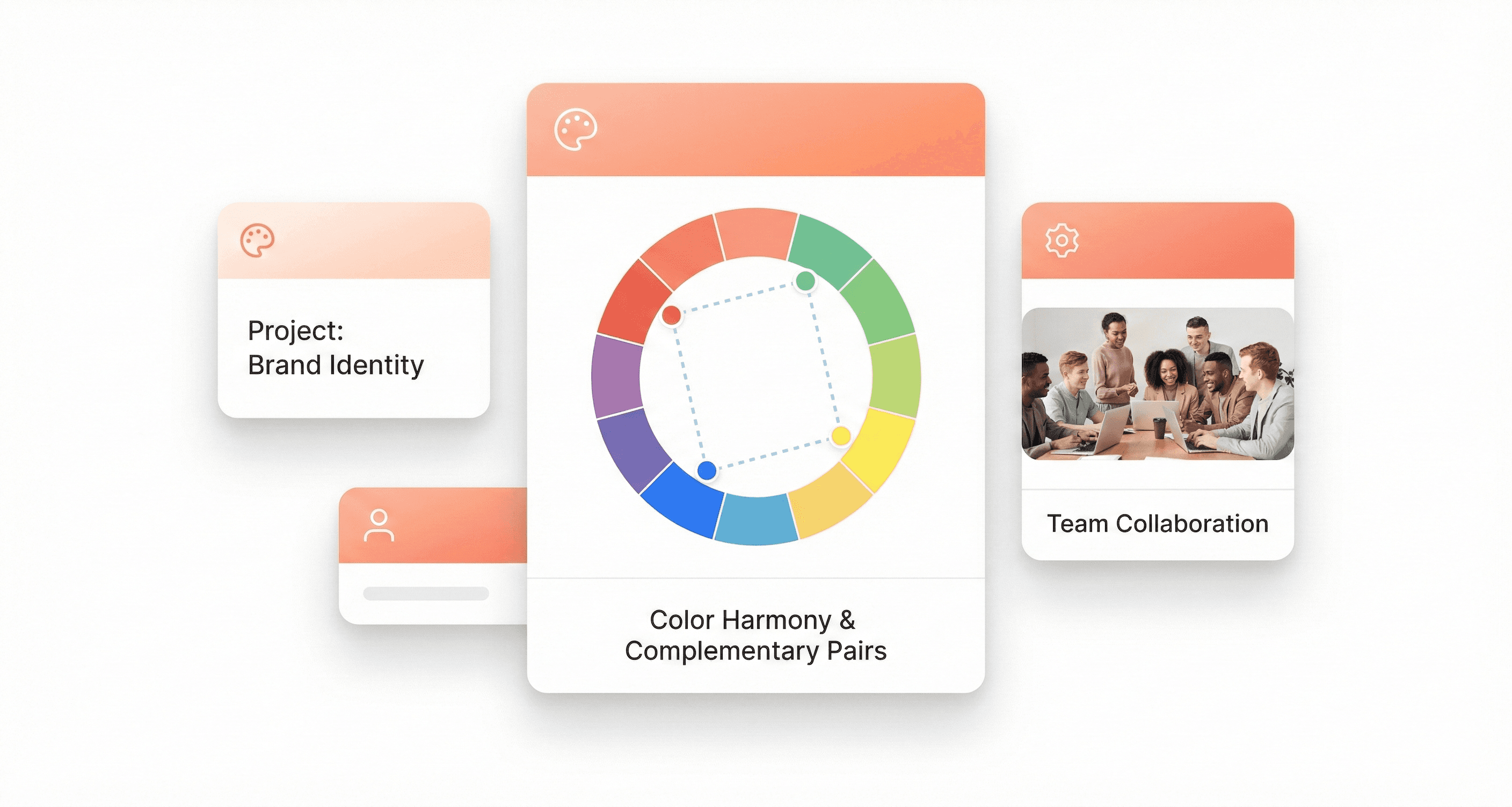 “Tetradic color scheme formed by two complementary color pairs arranged as a rectangle on a color wheel.”