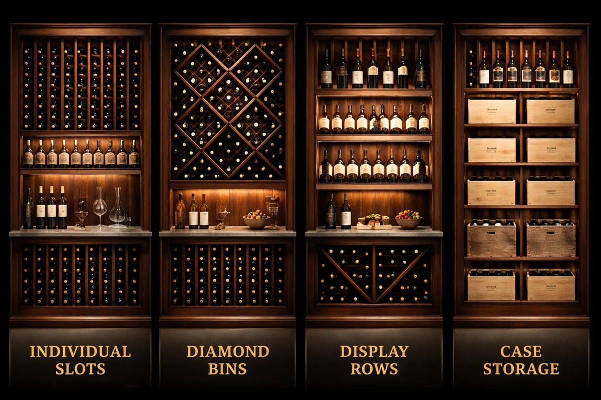 Wine cabinet racking systems