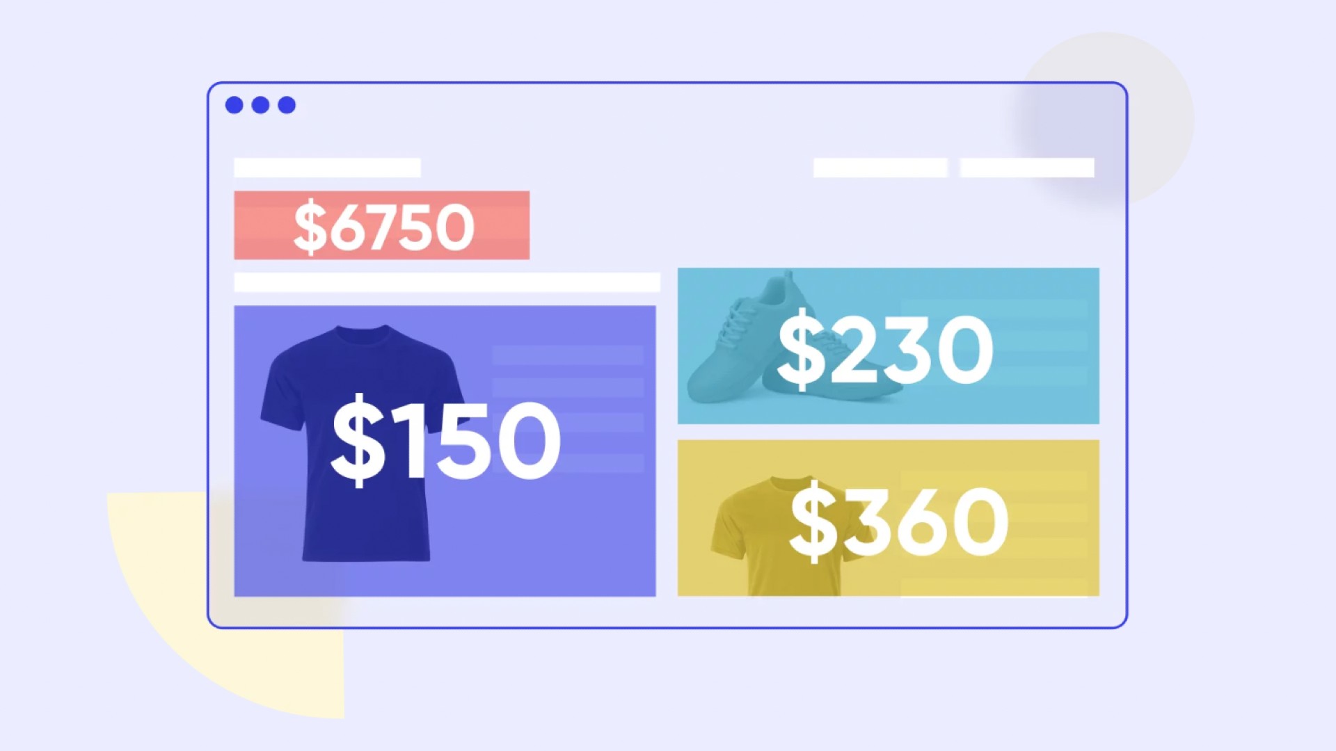 An illustration showing monetary value of each website element