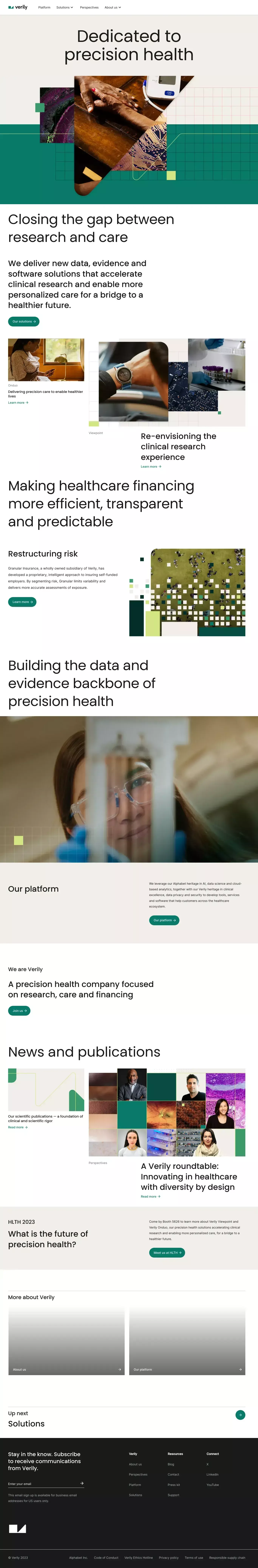 Verily landing page screenshot showcasing Health & Fitness and Medical design