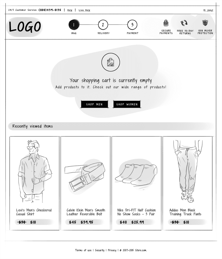Shopping Cart Design UX Design