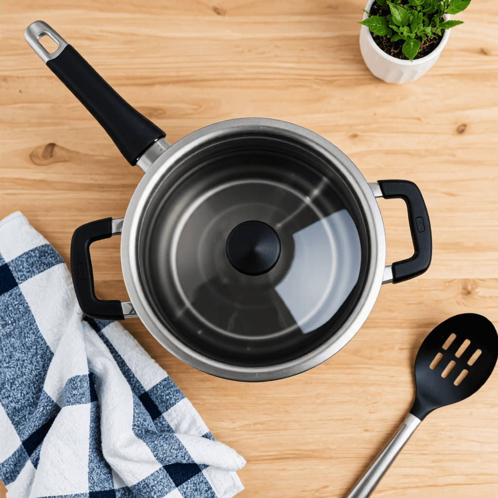 product photography of pot with a lid