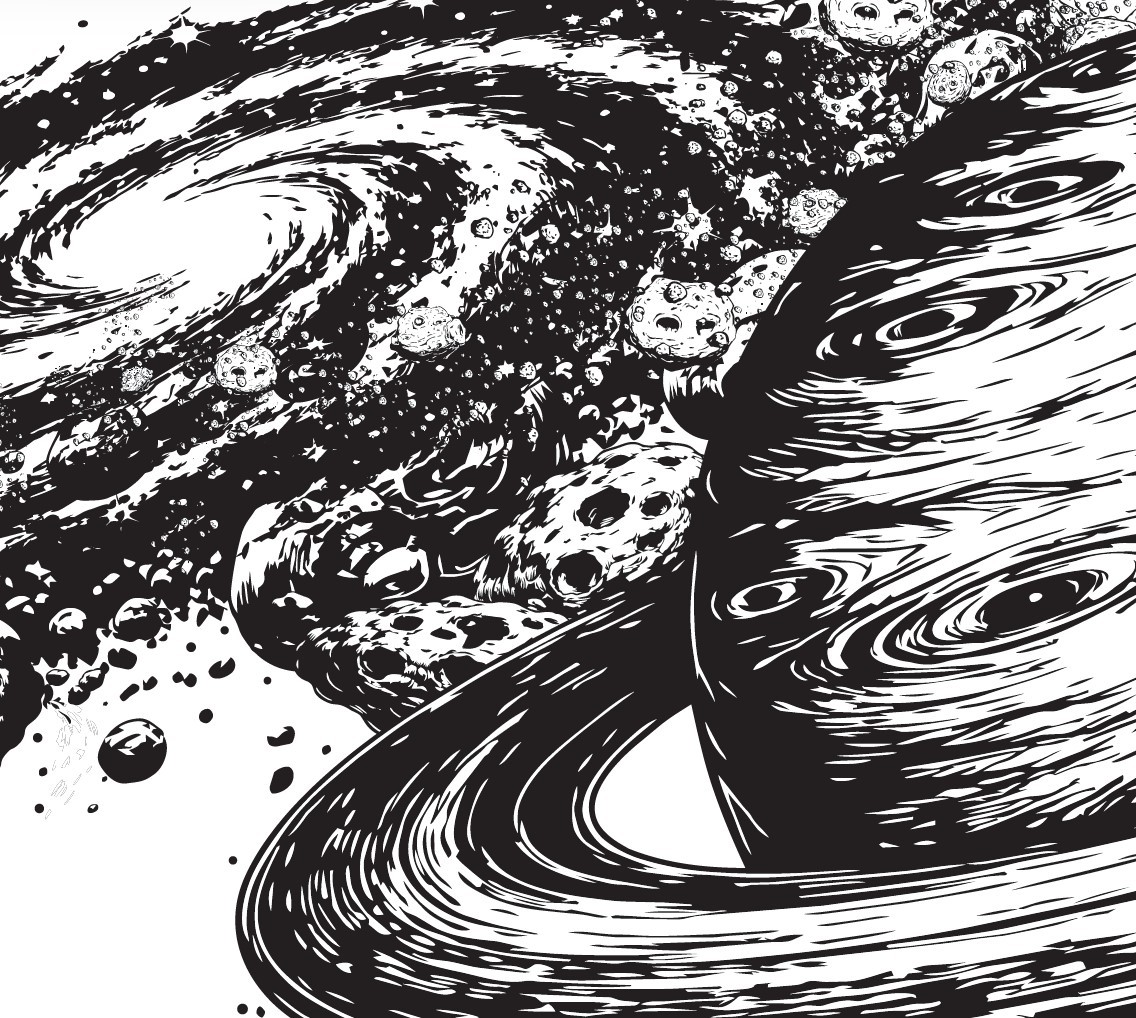 Galaxie dessinée par Michael Lutin.