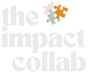 Logo of 'The Impact Collab' featuring three interlocking puzzle pieces in peach, green, and orange above the text.