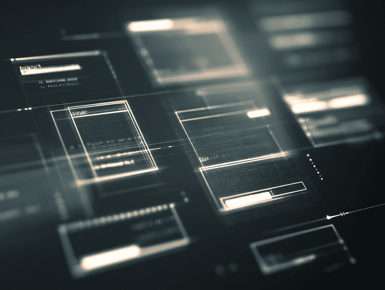 Futuristic boxes surrounding information to be extracted.