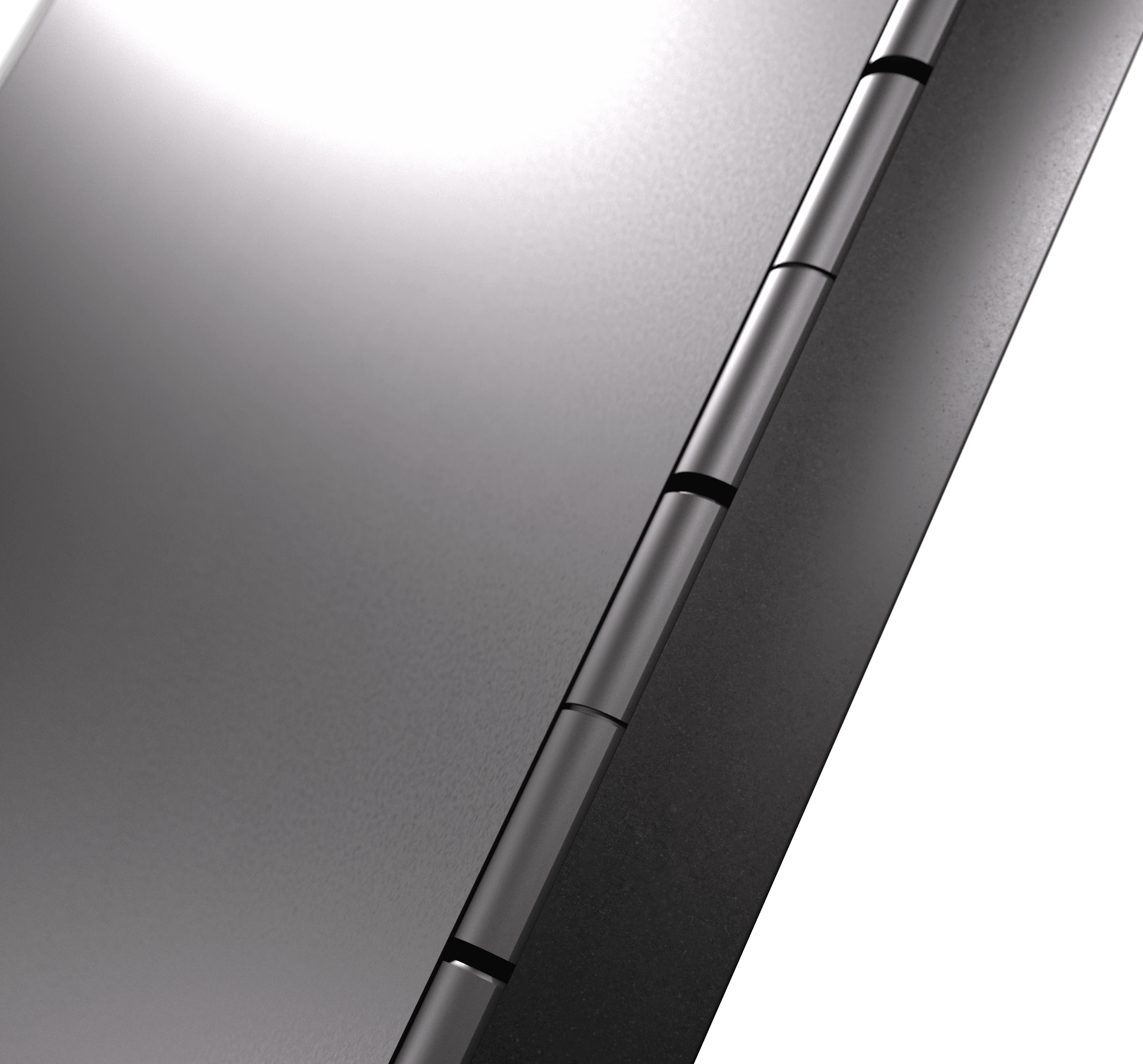 Closeup of the Smartcycle door hinge against grey background.