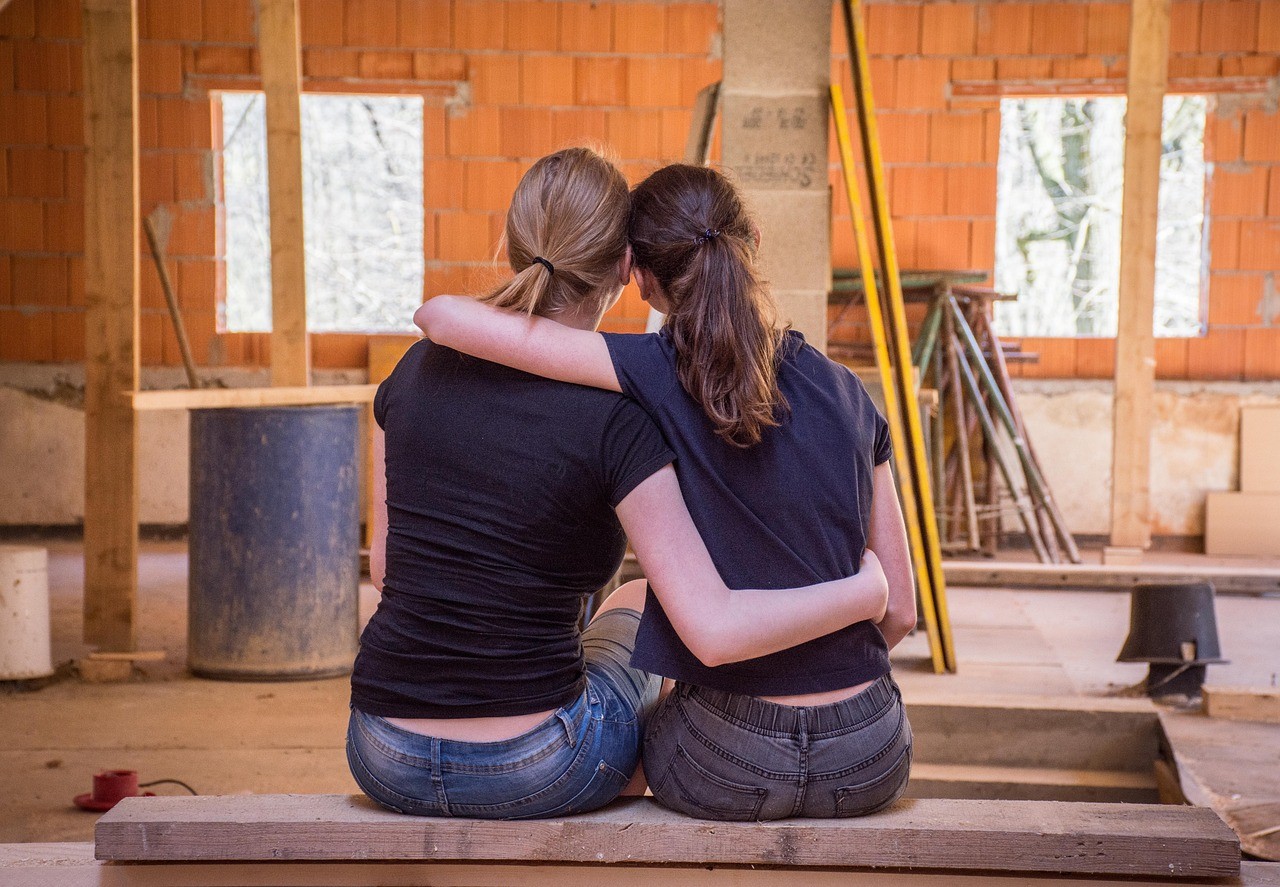 Women hugging