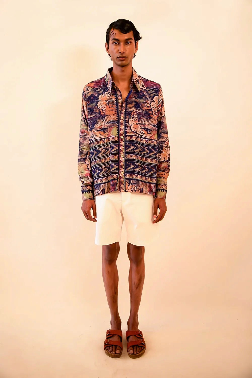 LAVYA is one-of-a-kind full sleeve shirt, crafted from vintage fabric in a bold  print. 