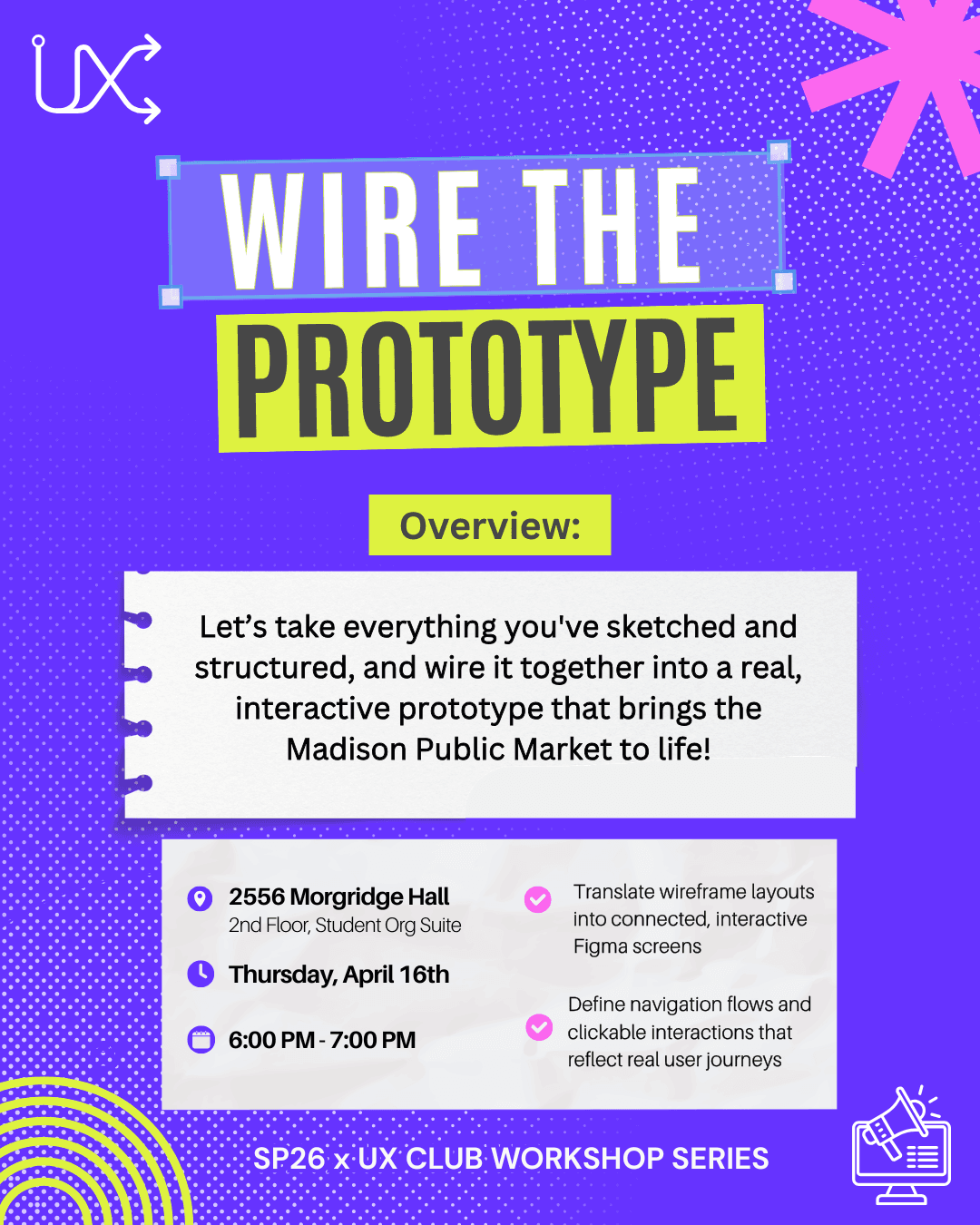 Wire the Prototype Workshop 2556 Morgridge 4/16 6-7 pm