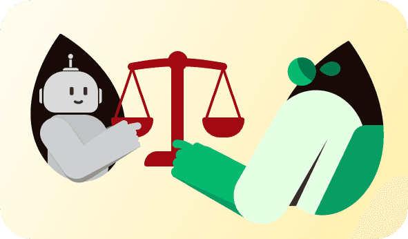 Agent and human with a scale