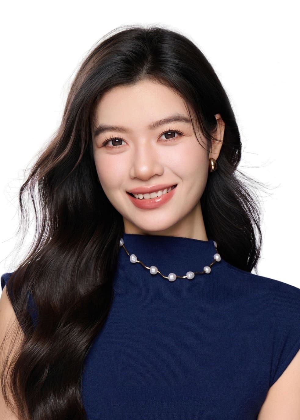 business headshot photography blue top studio portrait by Lefty Studio