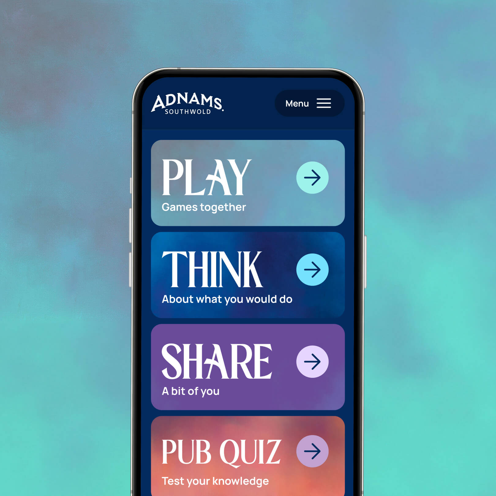 Adnams mobile home page design UK