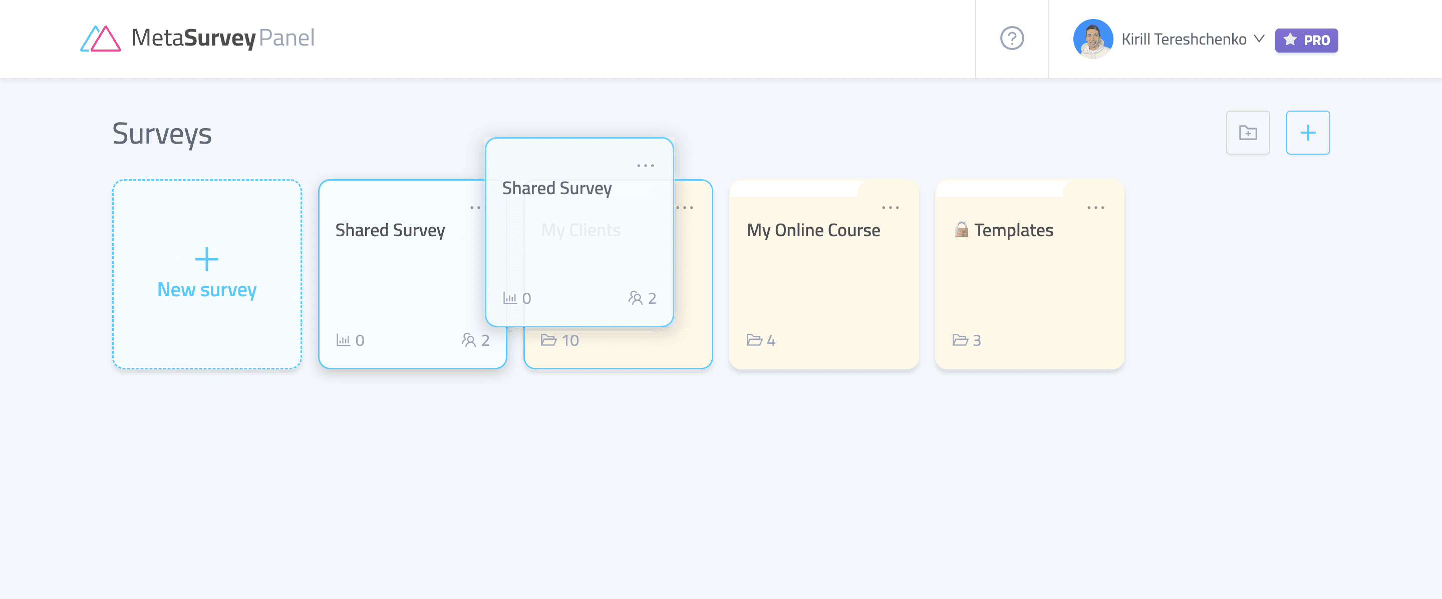 Drag and drop survey into folder