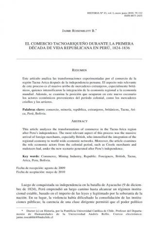 El comercio tacnoariqueño durante la primera década de vida republicana en Perú, 1824-1836