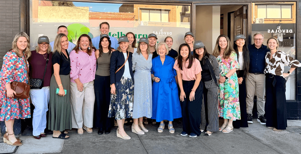 Melbourne Children's Psychology Clinics team photo in front of clinic building