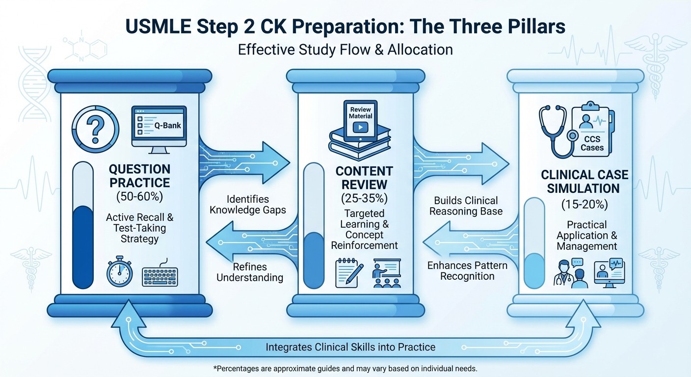 Three pillars of USMLE Step 2 CK study plan framework