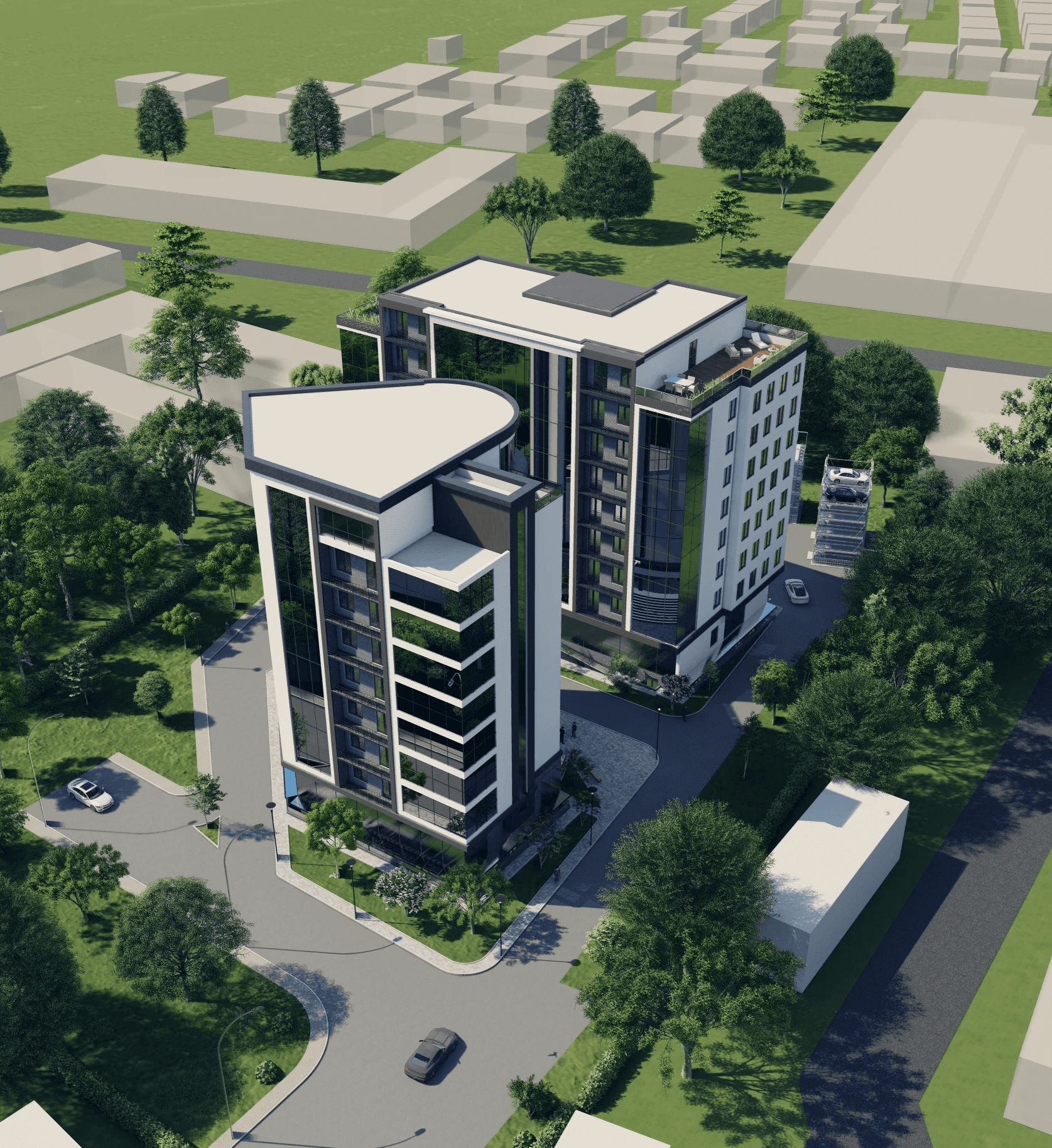Архитектурный рендер бизнес-центра в Яккасарайском районе