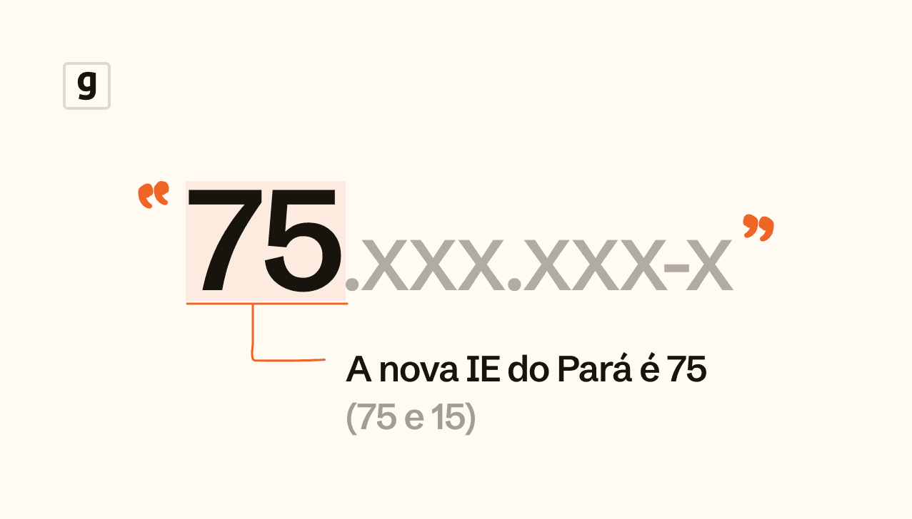 Destaque para a nova numeração da Inscrição Estadual do Pará, começando com "75" além de "15".